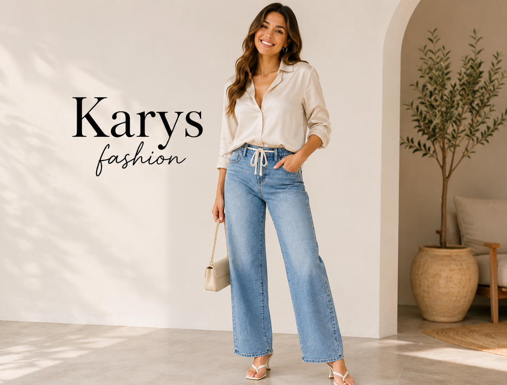 KARYS RISEN Relaxed Fit Drawstring Waist Jeans