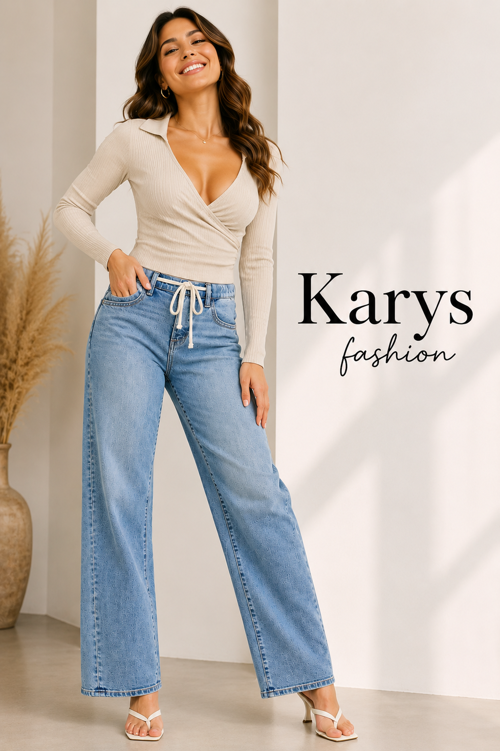 KARYS RISEN Relaxed Fit Drawstring Waist Jeans